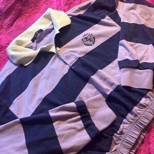 Forever 21 Navy and Lavender Striped Crop Top